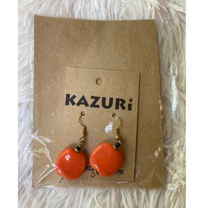 Kazuri Beads Handmade Orange Bead Earrings